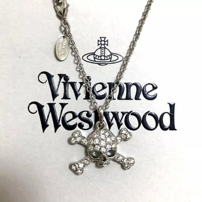 Vivienne Westwood Skull Stone Orb Silver 40cm Pendant Necklace (Boxed)