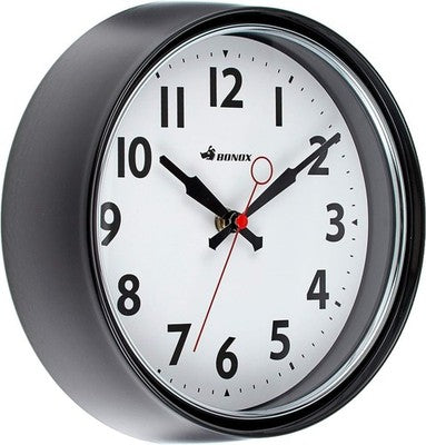 Dulton Wall Clock Black Steel Glass Battery Operated S426-207BK Sweep movement