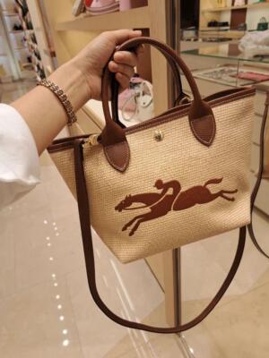 Longchamp Le Pliage M size Tote Bag Handbag Shoulder bags Brown Leather