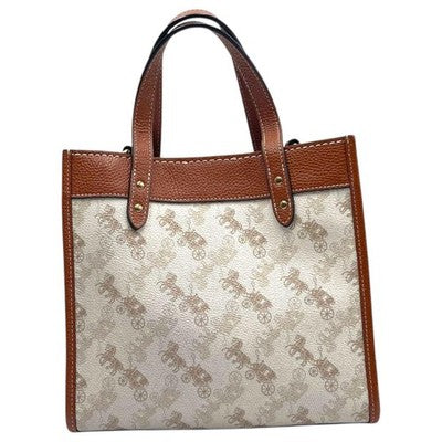 Sale COACH Field Tote 22 2way Shoulder Bag PVC Leather Horse and Carriage C8456