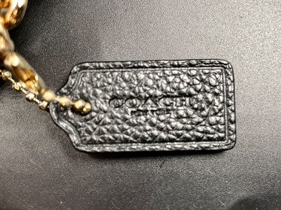 Coach Logo Accessory Pouch Handbag Zip bag city bag Leather Women's Black