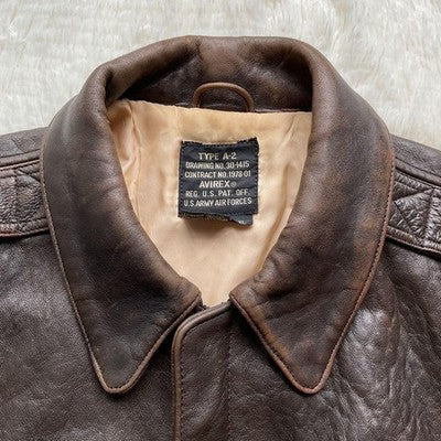 AVIREX Leather Jacket A-2 Genuine Leather Flight Jacket Brown Size XL  90's