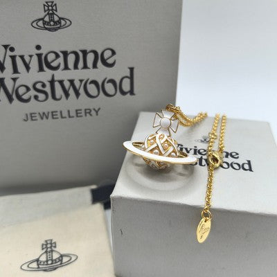 Vivienne Westwood Mini Fish Eye Teardrop Necklace Pink Yellow