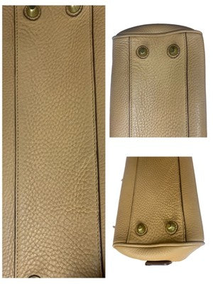 COACH Peppled Satchel Handbag Shoulder bags Zip bag Leather beige 10526