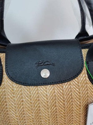 see description 2Size Longchamp Le Pliage Neo Tote Bag Handbag Brown Cotton