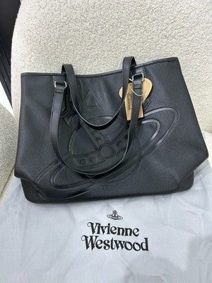Vivienne Westwood Hamilton Tote Bag Orb Logo Leather Grain Black Outlet Products