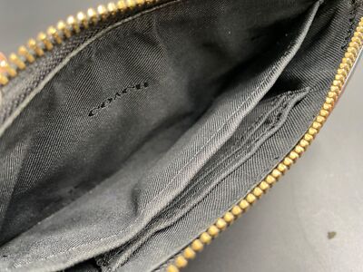 Coach Logo Accessory Pouch Handbag Zip bag city bag Leather Women's Black