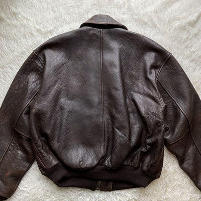 AVIREX Leather Jacket A-2 Genuine Leather Flight Jacket Brown Size XL  90's