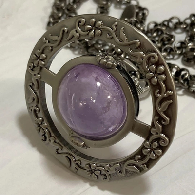 Vivienne Westwood Small Orb Necklace Amethyst Floral Pattern with Drawstring Bag