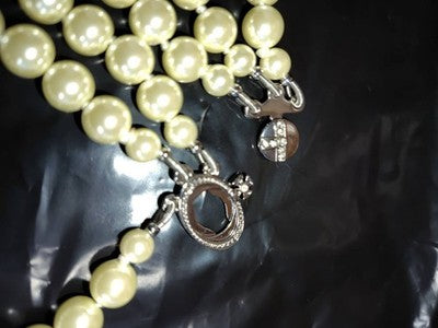 Vivienne Westwood Broken Pearl Necklace Silver Engraved Accessories included