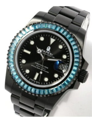 A BATHING APE (M)TYPE 1 BAPEX CRYSTAL STONE wristwatch Waterproof MEN Green