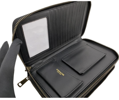 COACH Long Wallet F93240 Double Zip Second Bag Charcoal x Black Outlet Product