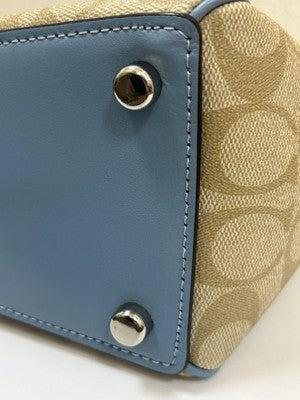COACH Signature 2way Handbag Tote Bag Shoulder bag Light Khaki Leather F67027