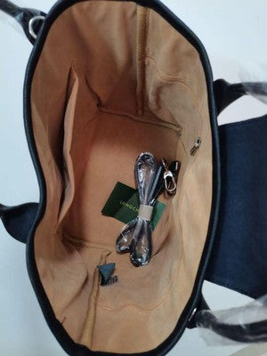 see description 2Size Longchamp Le Pliage Neo Tote Bag Handbag Brown Cotton