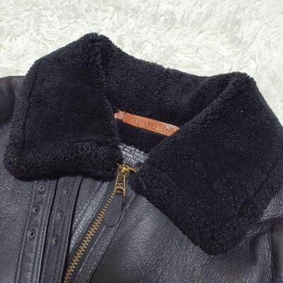AVIREX Flight Jacket B-3 Mouton Sheep Leather Black 36 Made in America