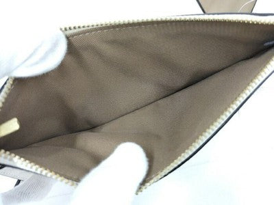 COACH Leather Shoulder Bag Ivory PVC Coating Clutch Bag Handbag Card case
