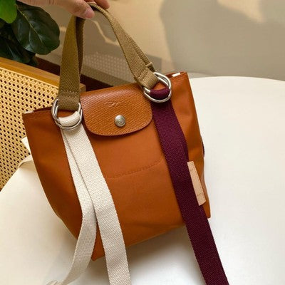 Longchamp Le Pliage S size Tote Bag Hand bag Nylon bag Orange Leather