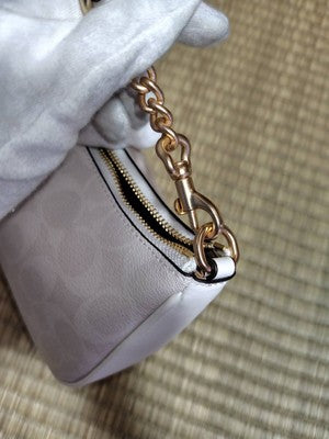 COACH CA548 White 2 Way Shoulder Bag Signature Coated Canvas Outlet