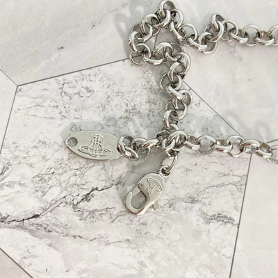 Vivienne Westwood Small Orb Necklace, Silver,Pink Pendant, Multi-Stone, 4.5cmTop