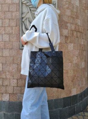 BAO BAO Issey Miyake Lucent Matte Tote Bag From Japan 34 x34 cm Blacksp