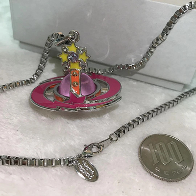 Vivienne Westwood Small Orb Necklace Shooting Star Pink Star Chain 45cm