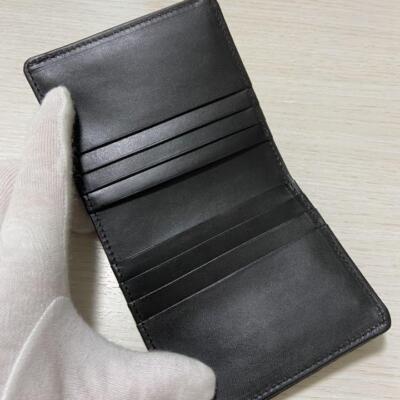 Kyoto traditional Nishijin weave leather bifold wallet indigo dyed 6E