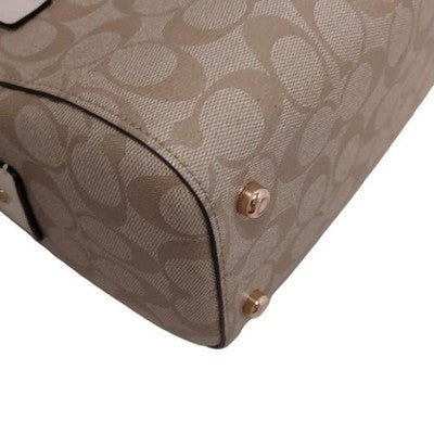 COACH Signature F83607 Beige Cream PVC Leather  Handbag Zip bag Shoulder bag