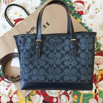 COACH CH228 Mollie Tote 25 2way Chambray Tote Signature Denim 2WAY Outlet New JP