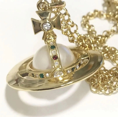 Vivienne Westwood Small Orb Pearl Dome Pendant Necklace, Gold, 80cm Chain