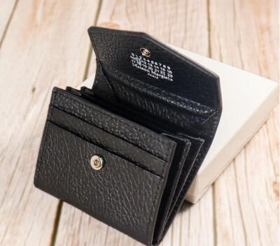 Maison Margiela Leather Money Bi-fold Wallet Card Case Black