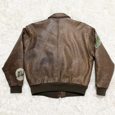 VTG Avirex A-2  Leather Jacket Flight jacket A-2 Patch Patch M Vintage 80s