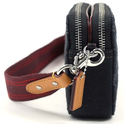 Coach Shoulder Bag Camera Bags Kira Crossbody Signature Denim Black Calf Leather