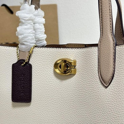 Coach Willow Tote 24 Colorblock C8561 B4CAH Brass/Chalk Multi