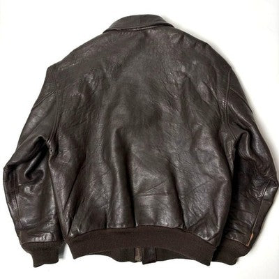 VTG Avirex A-2 Bomber Flight Leather Jacket L Brown Patrouille de France 1988
