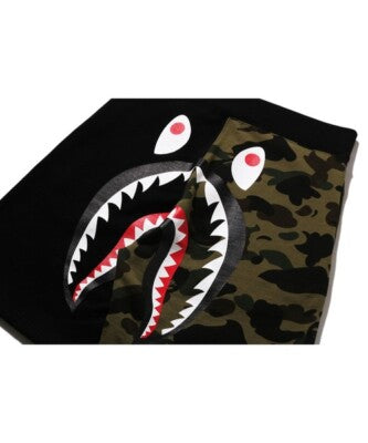 check description A Bathing Ape 1st Camo Back Shark Sweat Shorts Green Yellow