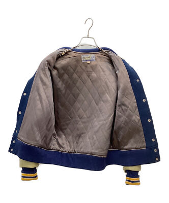 【40】 WHITESVILLE WV11375 Leather Stadium Jumper Award jacket Navy x beige