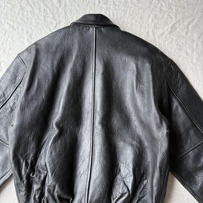 VTG Avirex A-2 Bomber Flight Leather Jacket XS Black Patrouille de France 1988