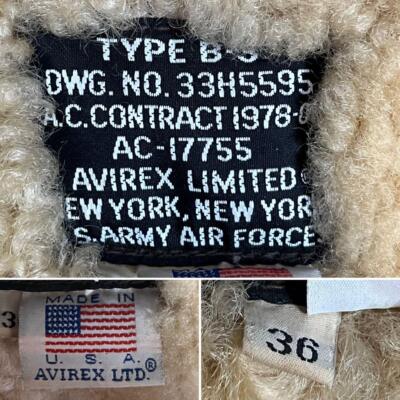 AVIREX flight jacket B-3 S size shearling leather Equipment Unisex