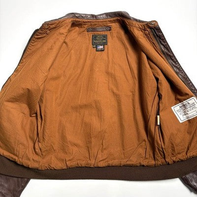 AVIREX A-2 Horse Leather Flight Jacket rider's jacket Brown Size 40/L