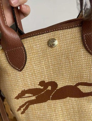 Longchamp Le Pliage M size Tote Bag Handbag Shoulder bags Brown Leather