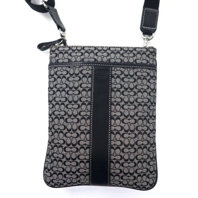 Coach Mini Signature Shoulder Bag in Grey Canvas and Leather Zip bag
