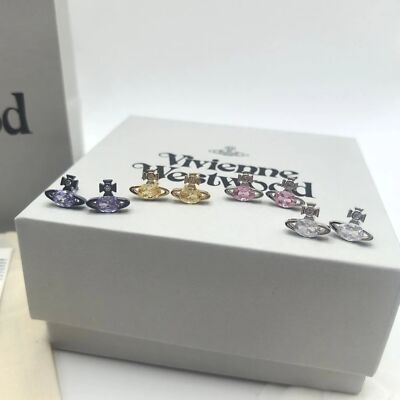 check description Vivienne Westwood Star Love ALLIE Oval Zirconia Earrings