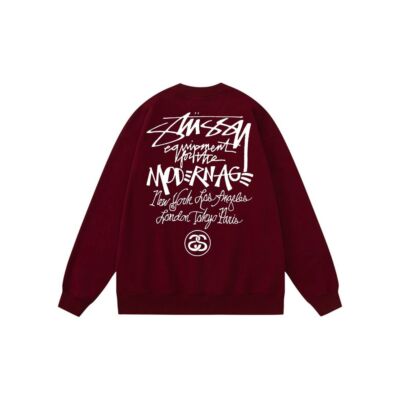 see description size S-XL STUSSY Modernism Logo Print Round Neck Sweater
