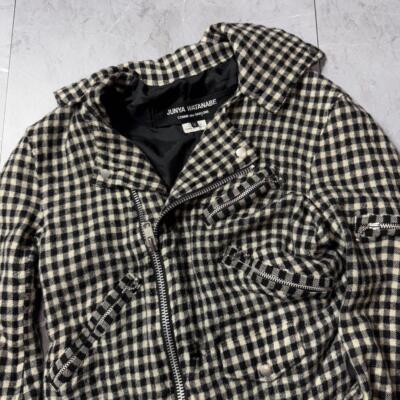 Junya Watanabe Comme des Garcons 07AW shrunken twisted riders jacket, check