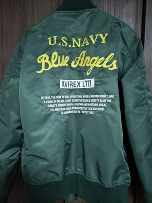 AVIREX MA-1 Flight Jacket pilot jacket Embroidered Patch Reversible XL Green