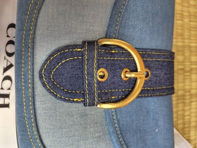 COACH Soho Shoulder Bag Upcycled Repurposed Denim Blue CR737 outlet
