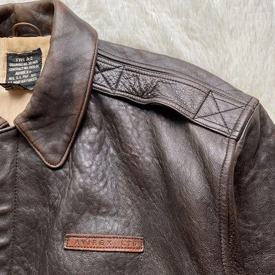 AVIREX Leather Jacket A-2 Genuine Leather Flight Jacket Brown Size XL  90's