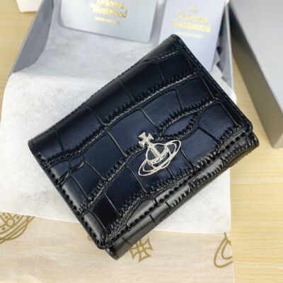 Vivienne Westwood Crocodile Pattern Multi-Card Pocket Wallet Black
