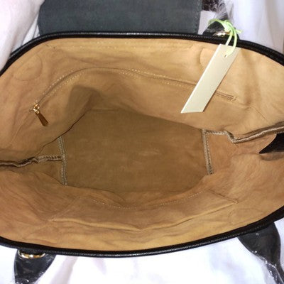 see description 2Size Longchamp Le Pliage Neo Tote Bag Handbag Brown Cotton