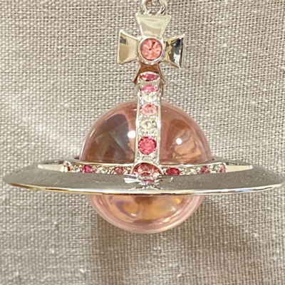 Vivienne Westwood Medium Orb Necklace Pink x Silver Top 6.5 x 6cm C:80cm